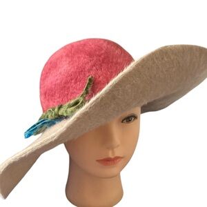 Vintage Frank Olive Elegant Pink and Cream Women's Hat